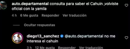 La drástica respuesta de Diego Sánchez a duda de seguidor sobre su relación con Yamila Reyna
